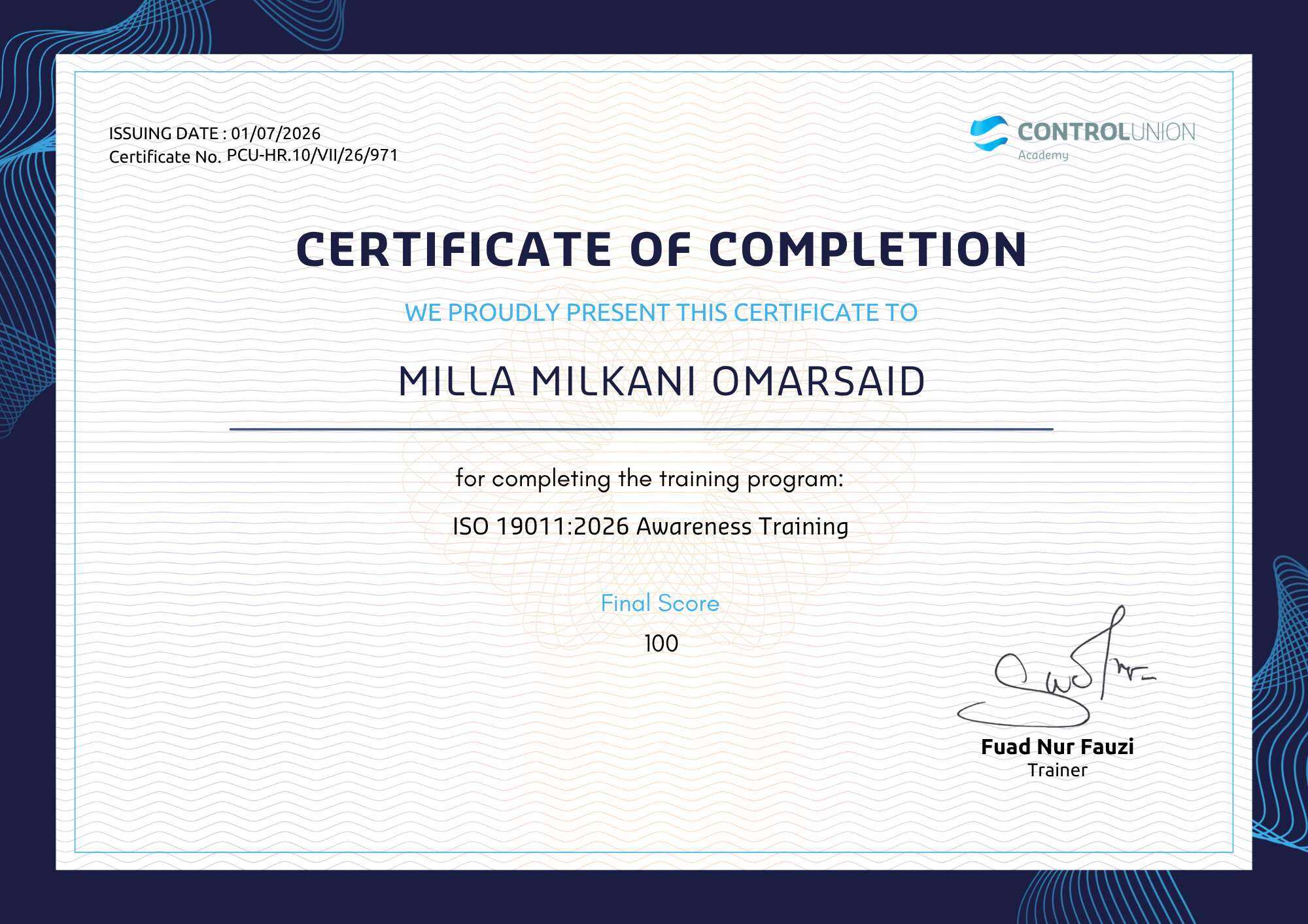 ISO 19011 2026 - Milla Milkani Omarsaid