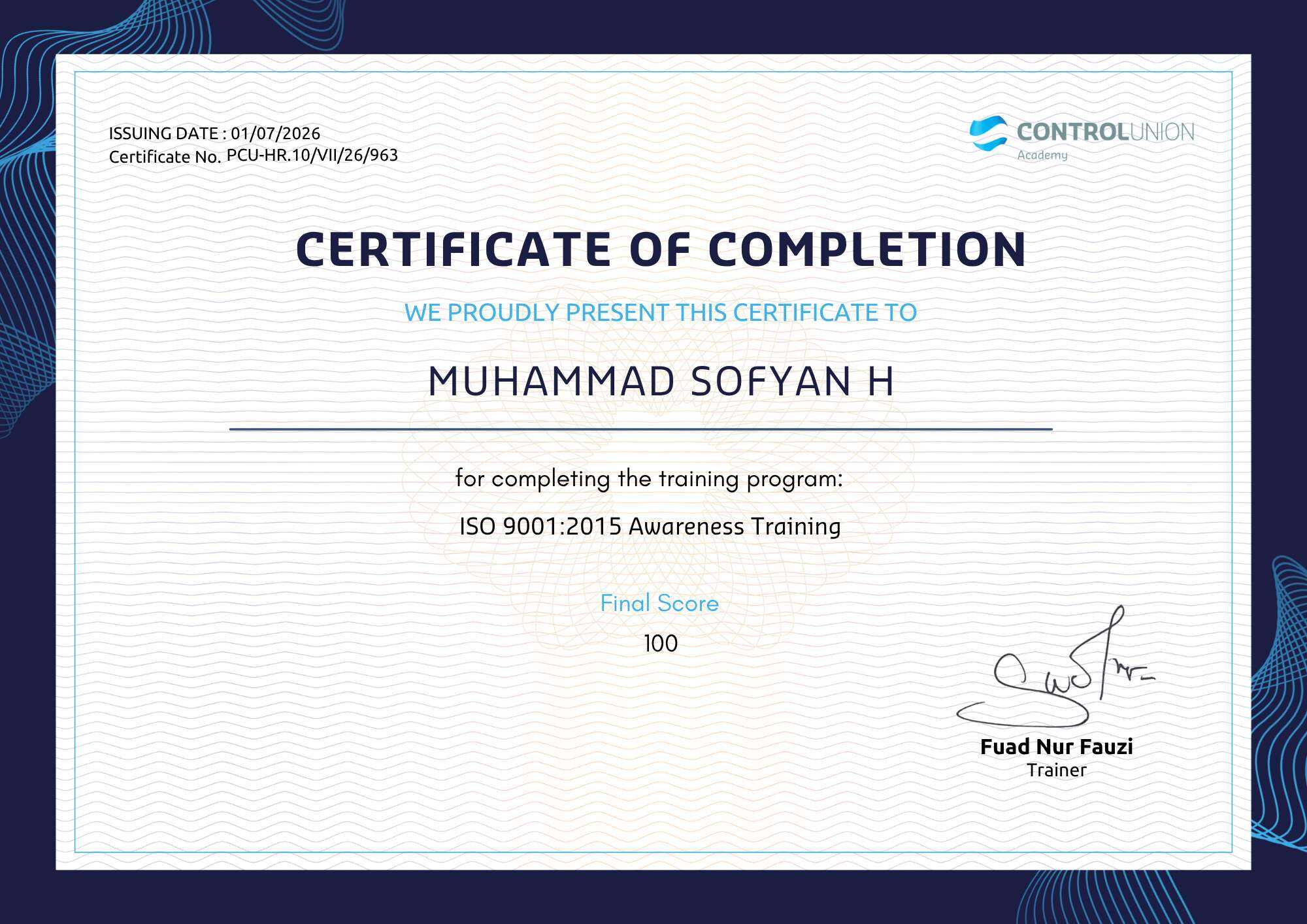 ISO 9001 2015 - Muhammad Sofyan H