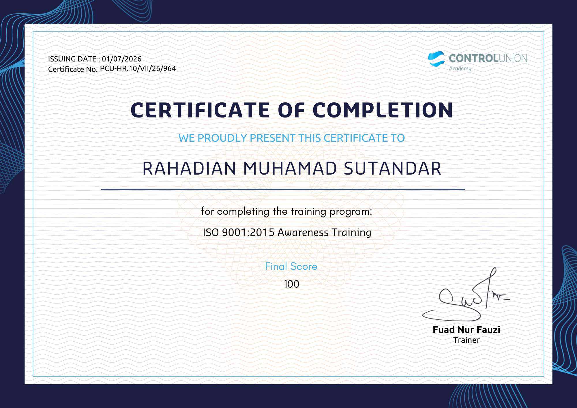 ISO 9001 2015 - Rahadian Muhamad Sutandar