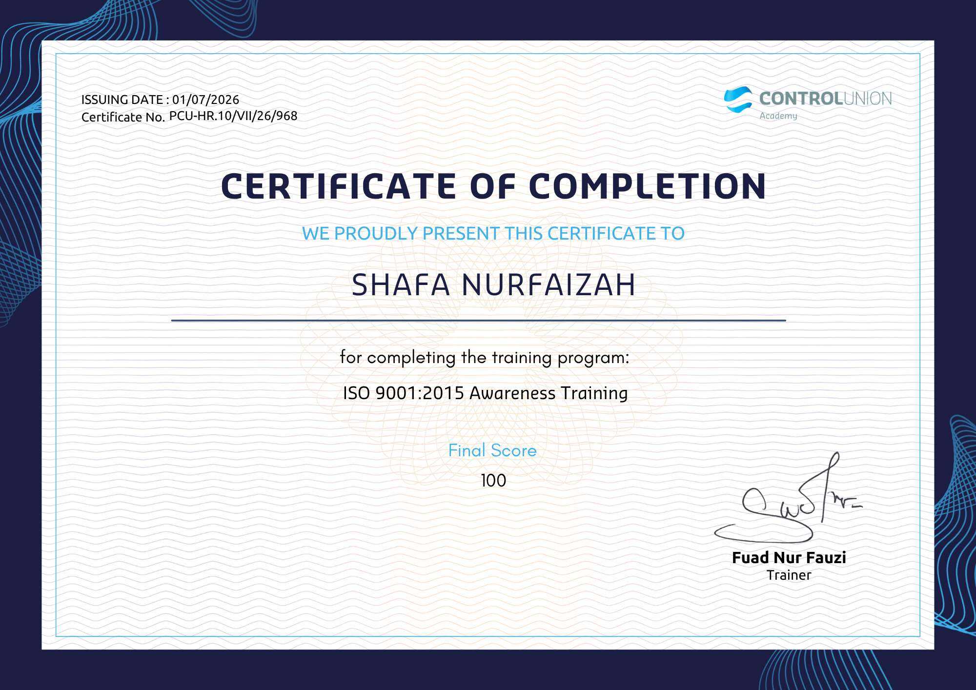 ISO 9001 2015 - Shafa Nurfaizah