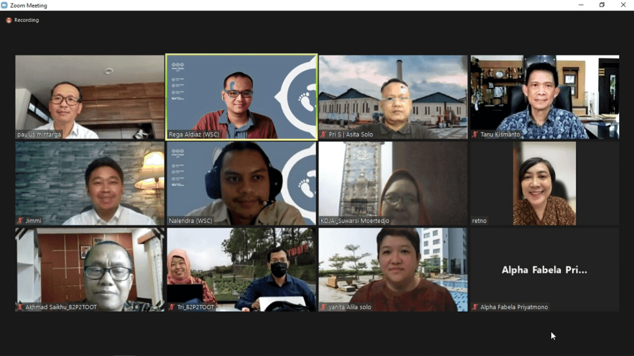 rapat online antara tim wise steps consulting dan BPPD solo terkait project wellness tourism